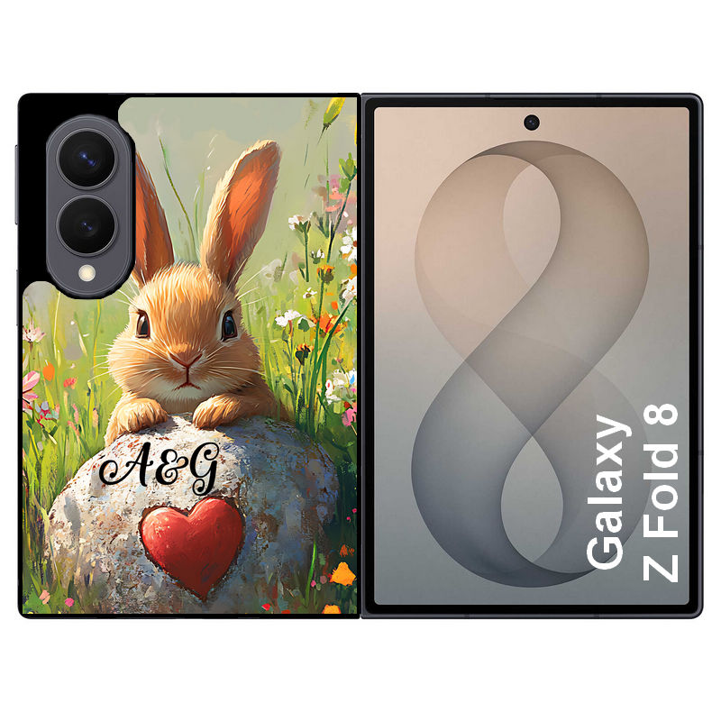 Coque pour Z FOLD 8 personnalisée lapin et fleurs