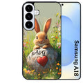 Coque pour Galaxy A08 A18 A28 A38 A58 personnalisée lapin et fleurs