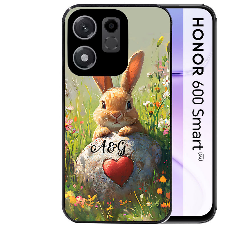 Coque pour Honor 600 SMART personnalisée lapin et fleurs