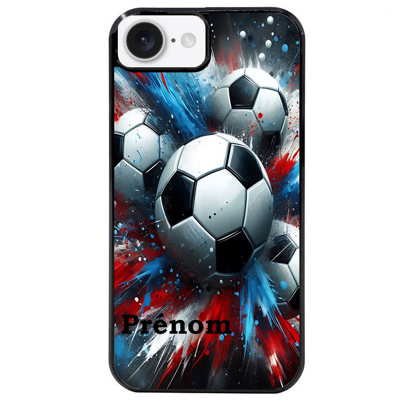Coque noire taperso pour Iphone 17 17E AIR MAX PRO avec motif foot tricolore personnalisee protection antichoc personnalisée