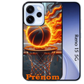Coque noire taperso pour OPPO Reno 15 et F FS 5G avec motif basket flamme personnalisee protection antichoc personnalisée