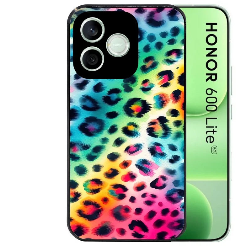 Coque noire pour Honor 600 LITE avec motif leopard arc protection antichoc personnalisée