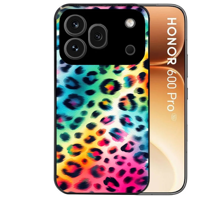 Coque noire taperso pour Honor 600 et 600 PRO avec motif leopard arc protection antichoc personnalisée