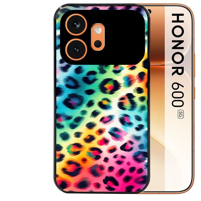 Coque noire taperso pour Honor 600 et 600 PRO avec motif leopard arc protection antichoc personnalisée