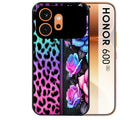 Coque noire taperso pour Honor 600 et 600 PRO avec motif leopard et fleur protection antichoc personnalisée