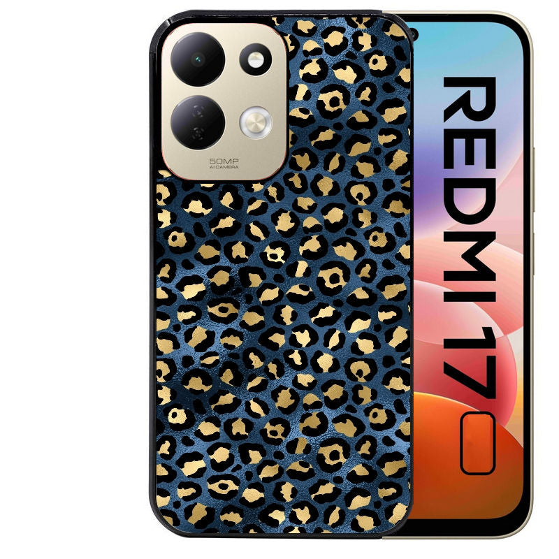 Coque pour Redmi 17 et 17C 4G 5G leopard bleu