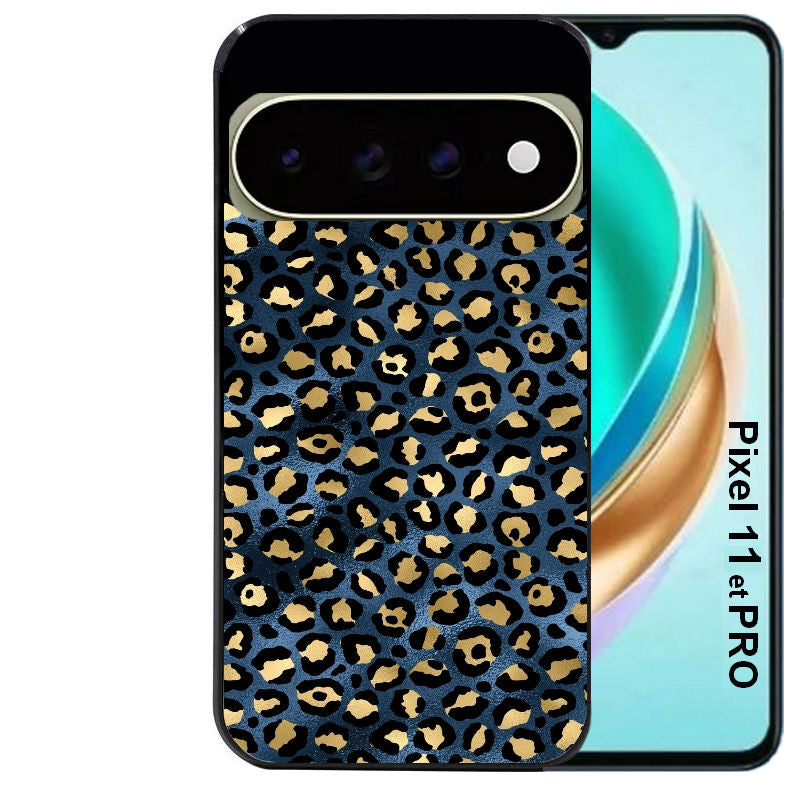 Coque pour Pixel 10 / 11 / PRO / XL leopard bleu