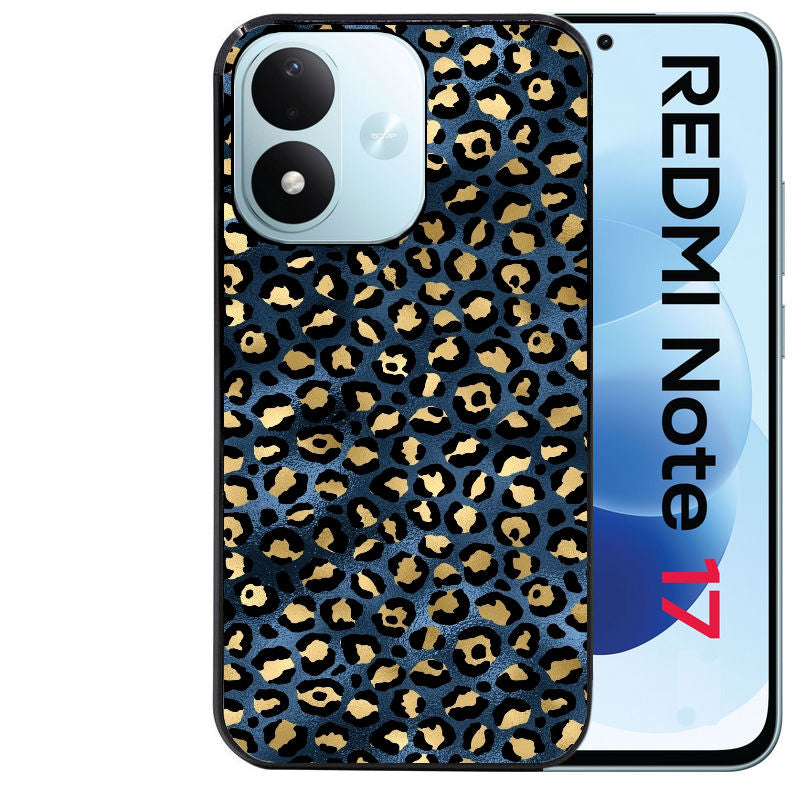Coque pour Redmi Note 17 et PRO 4G 5G Max leopard bleu