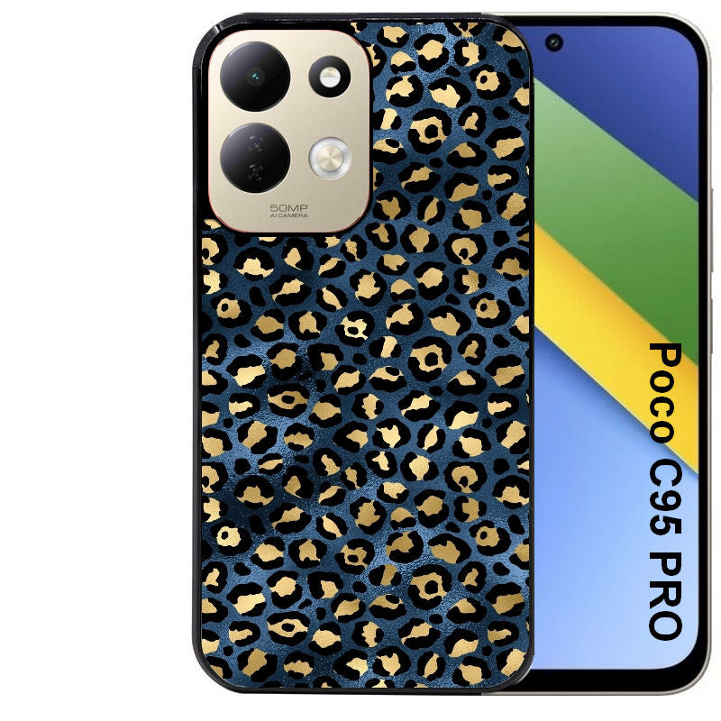 Coque pour POCO C95 PRO leopard bleu