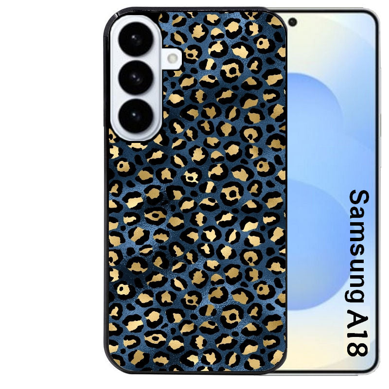 Coque pour Galaxy A08 A18 A28 A38 A58 leopard bleu