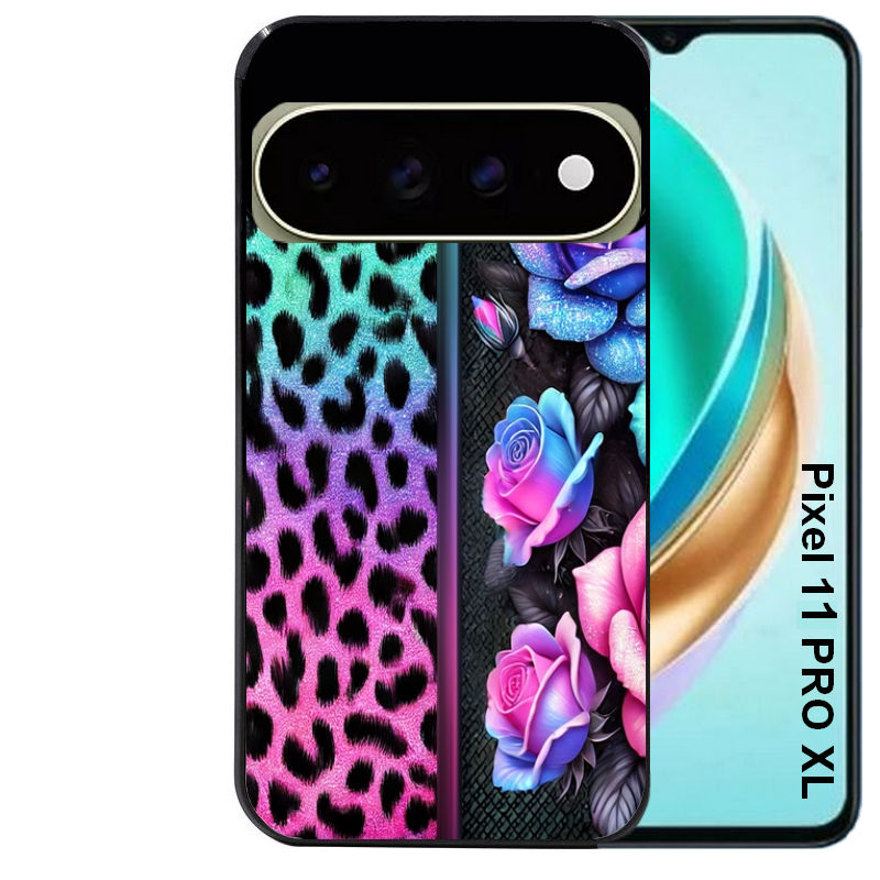 Coque pour Pixel 10 / 11 / PRO / XL leopard et fleur