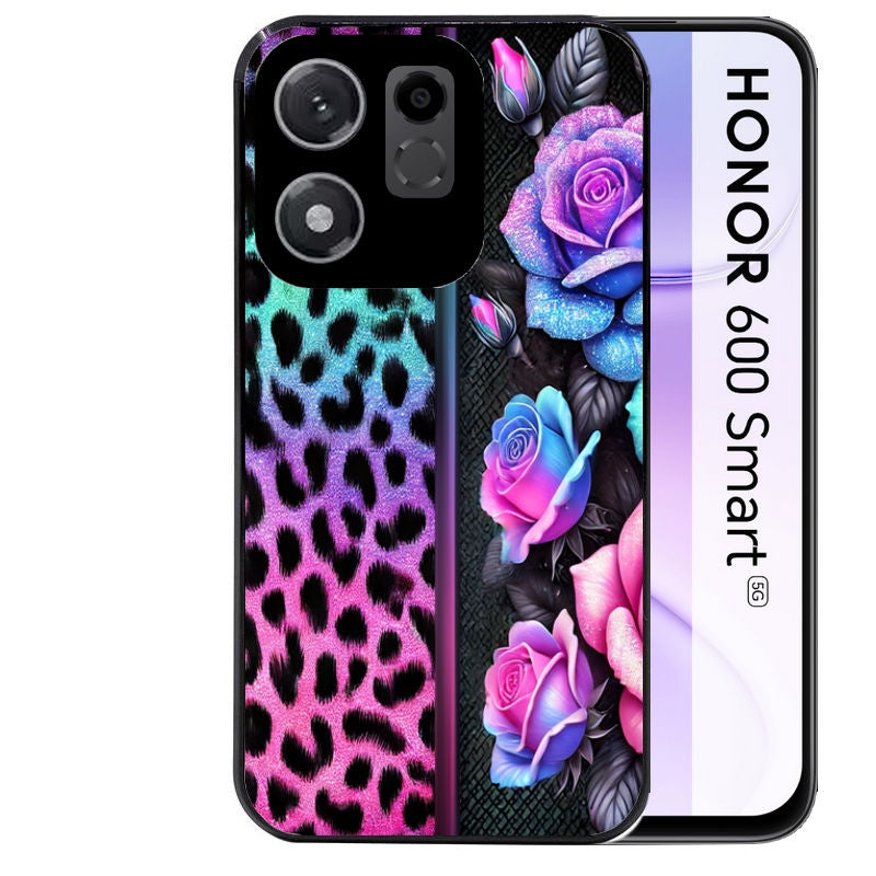 Coque pour Honor 600 SMART leopard et fleur
