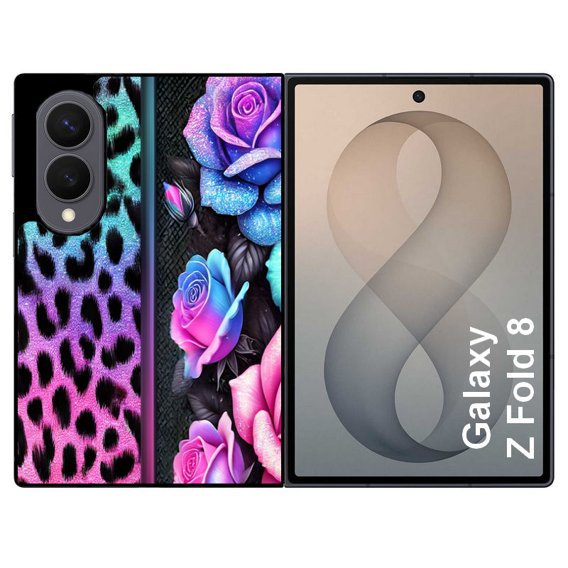 Coque pour Z FOLD 8 leopard et fleur