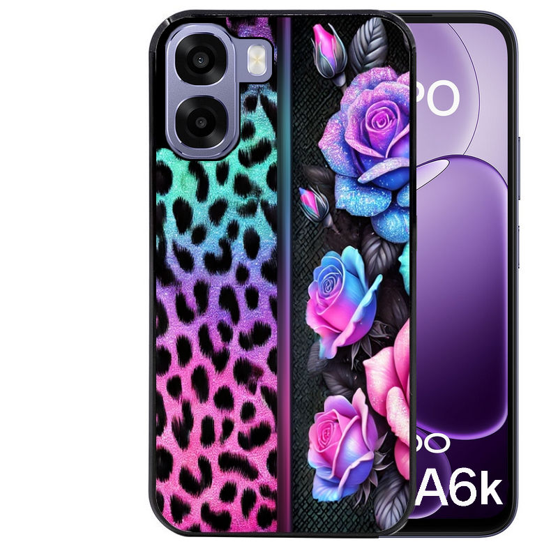 Coque pour Oppo A6 A6 A6K leopard et fleur