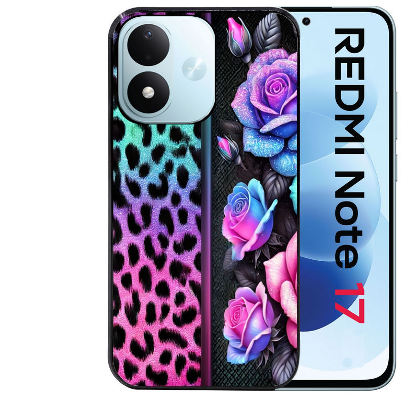 Coque pour Redmi Note 17 et PRO 4G 5G Max leopard et fleur