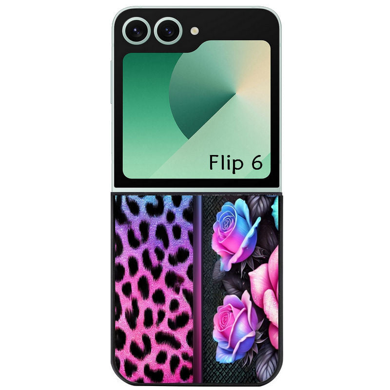 Coque pour Z FLIP 6 7 8 leopard et fleur