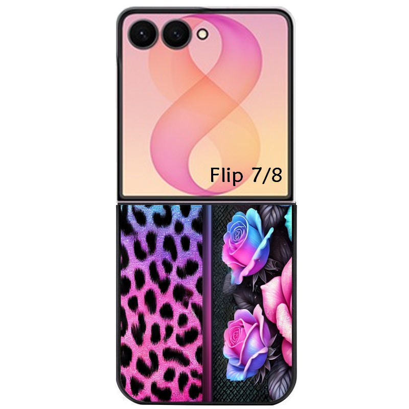 Coque pour Z FLIP 6 7 8 leopard et fleur