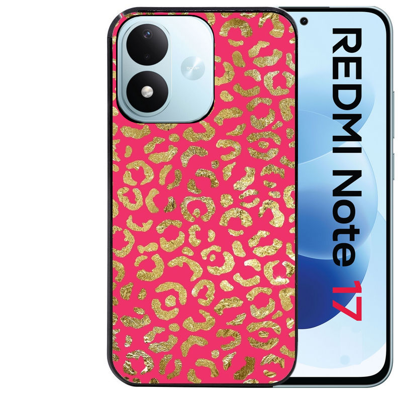 Coque pour Redmi Note 17 et PRO 4G 5G Max leopard fuschia