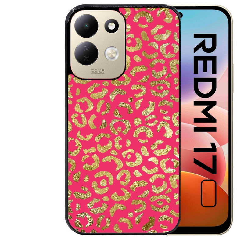 Coque pour Redmi 17 et 17C 4G 5G leopard fuschia
