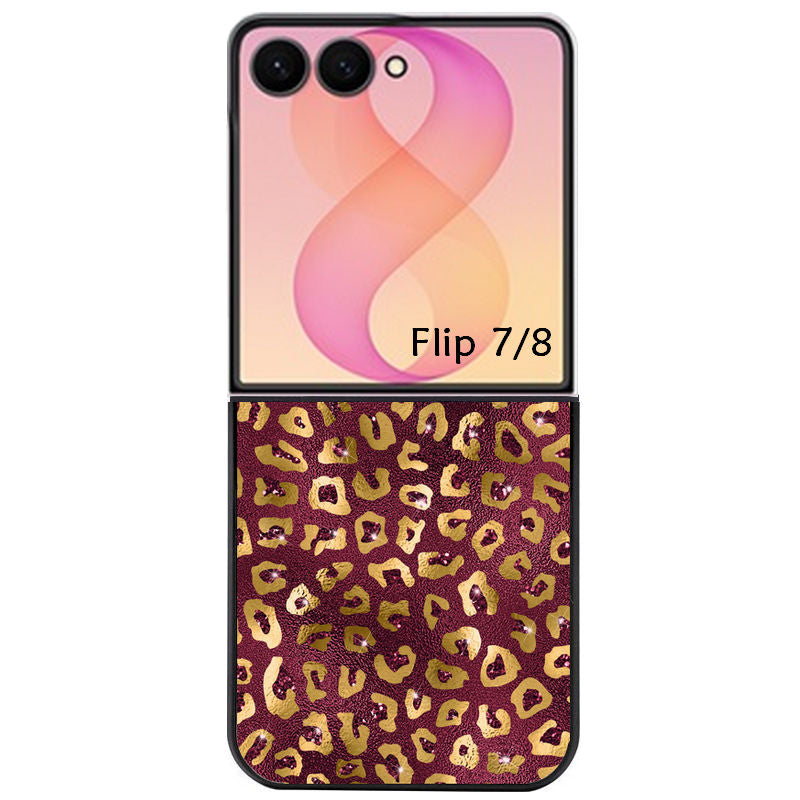 Coque pour Z FLIP 6 7 8 leopard grenat