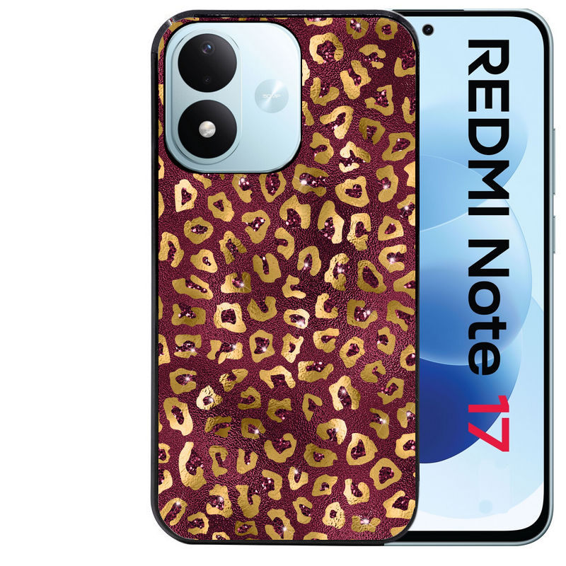 Coque pour Redmi Note 17 et PRO 4G 5G Max leopard grenat