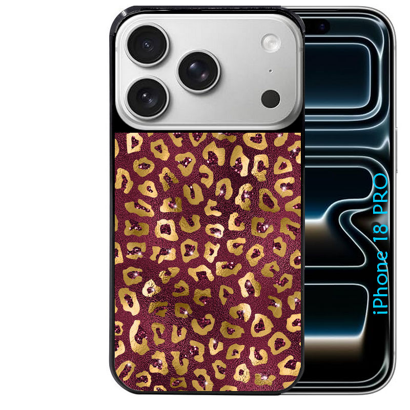 Coque pour Iphone 18 / PRO / PRO MAX / 18E leopard grenat