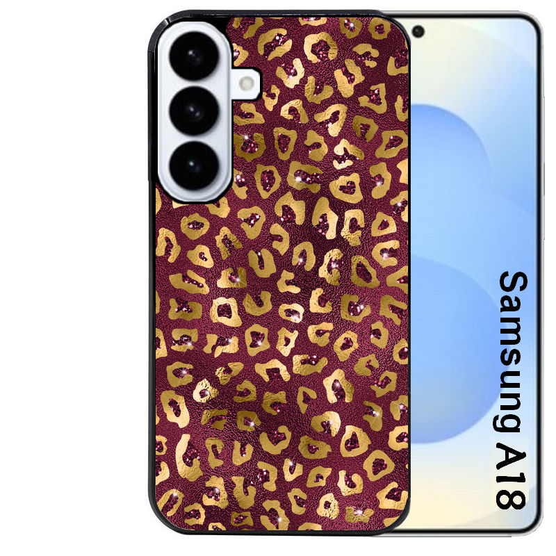 Coque pour Galaxy A08 A18 A28 A38 A58 leopard grenat