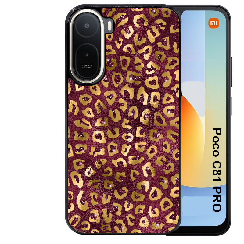 Coque pour POCO C81 PRO leopard grenat