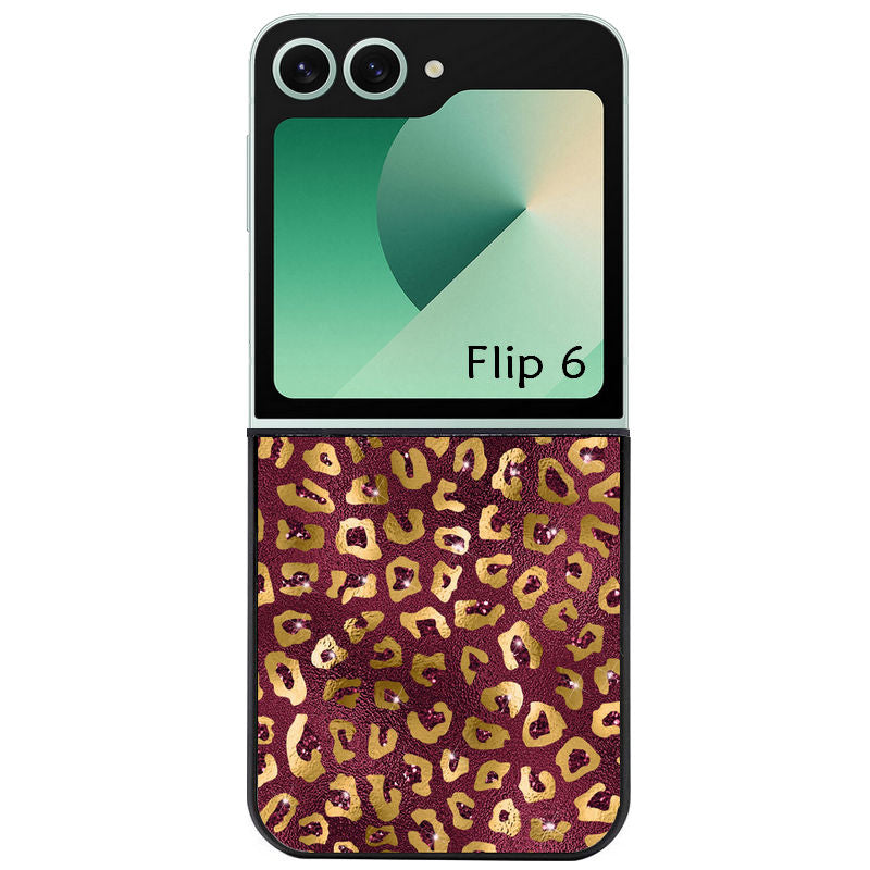 Coque pour Z FLIP 6 7 8 leopard grenat