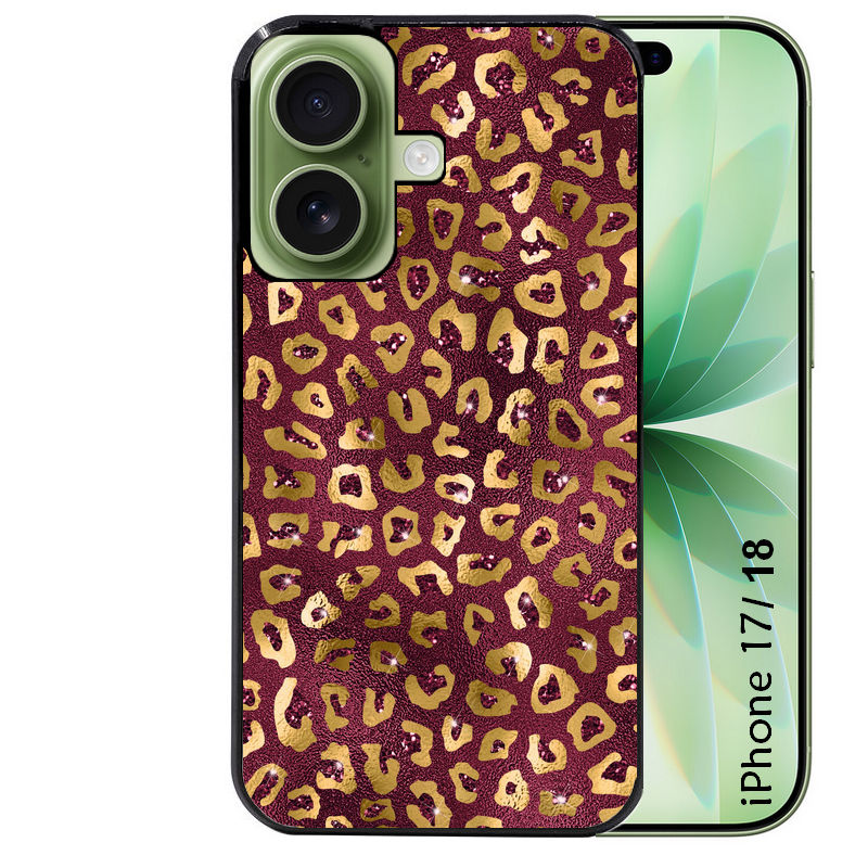 Coque pour Iphone 18 / PRO / PRO MAX / 18E leopard grenat