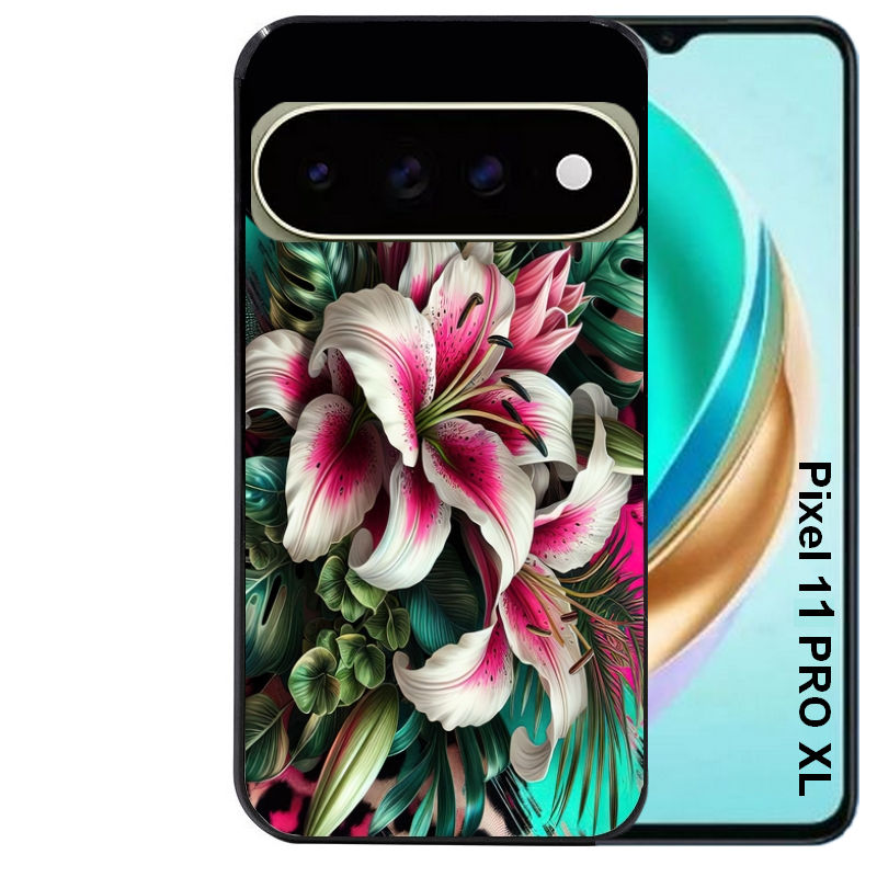 Coque pour Pixel 10 / 11 / PRO / XL leopard hibiscus