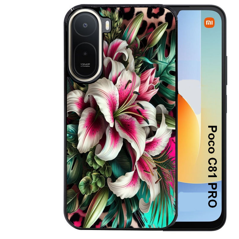 Coque pour POCO C81 PRO leopard hibiscus