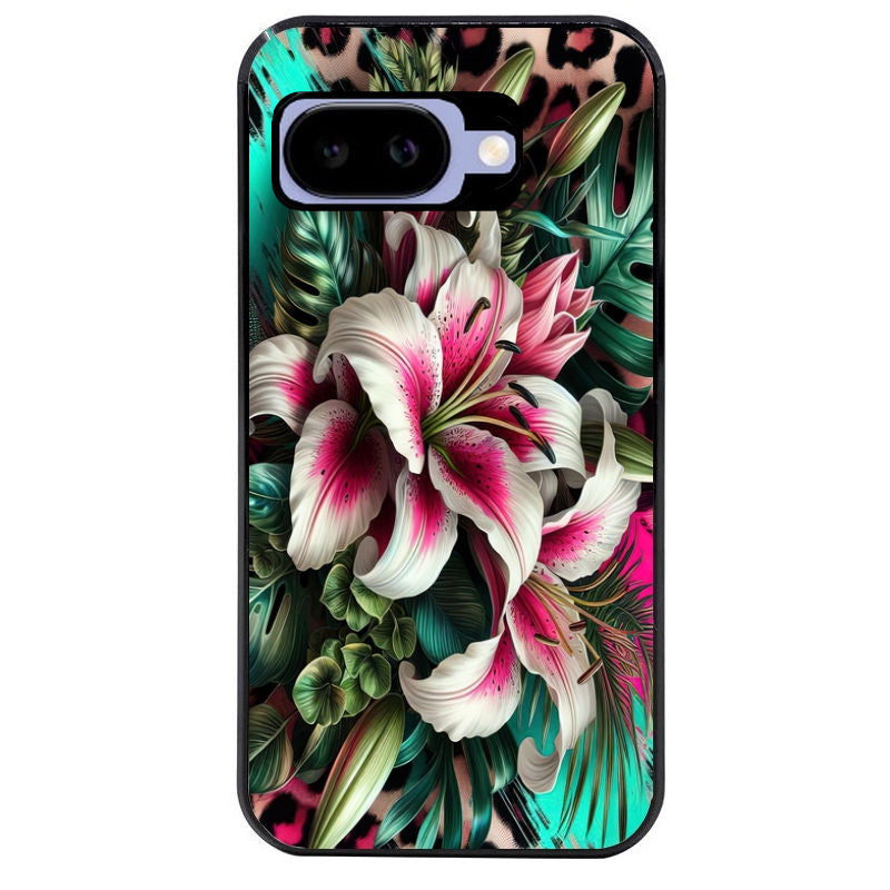 Coque pour Pixel 8A 9A 10A leopard hibiscus