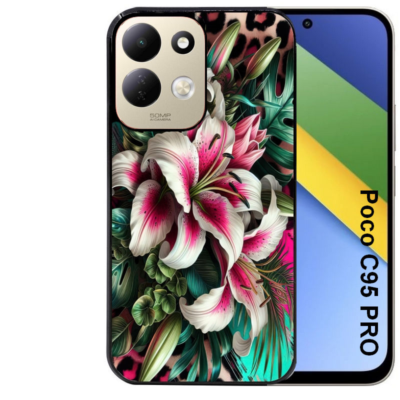 Coque pour POCO C95 PRO leopard hibiscus