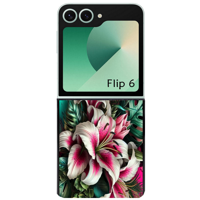 Coque pour Z FLIP 6 7 8 leopard hibiscus