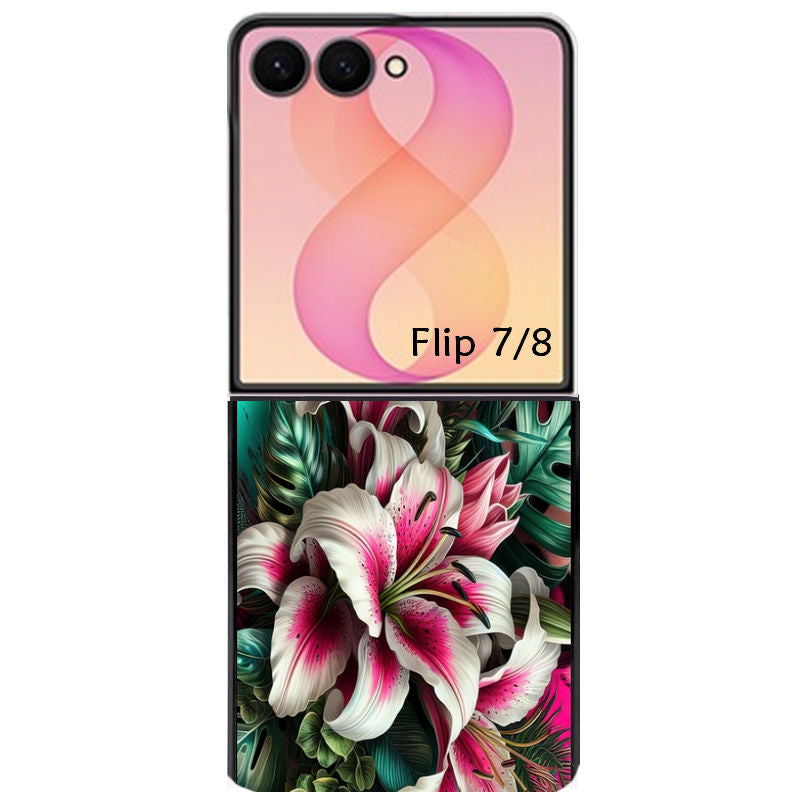 Coque pour Z FLIP 6 7 8 leopard hibiscus