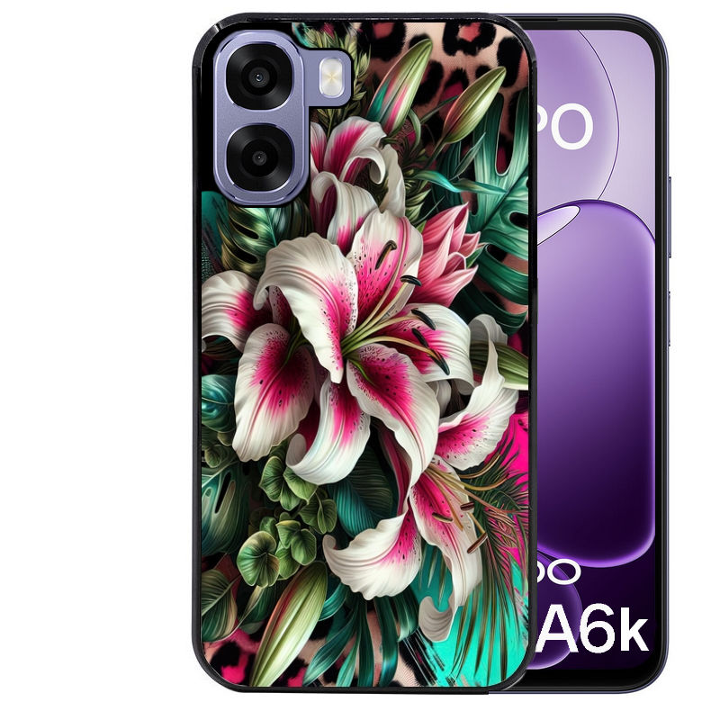 Coque pour Oppo A6 A6 A6K leopard hibiscus
