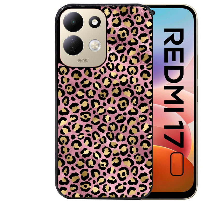 Coque pour Redmi 17 et 17C 4G 5G leopard rose