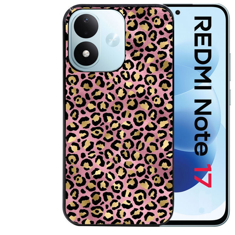 Coque pour Redmi Note 17 et PRO 4G 5G Max leopard rose