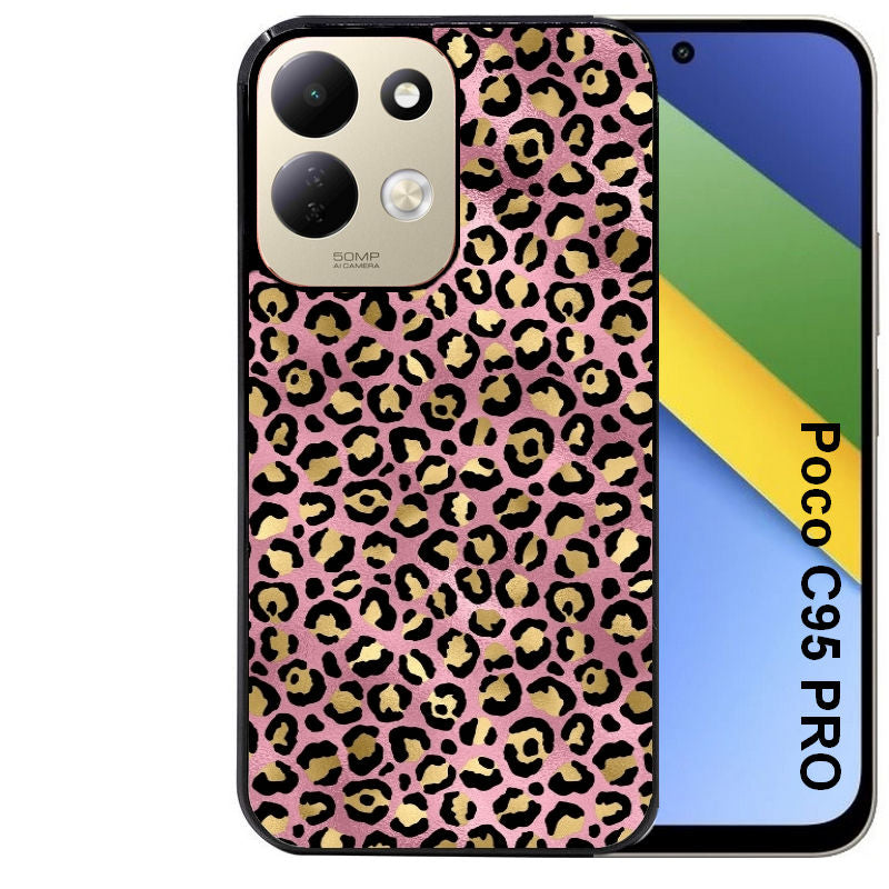 Coque pour POCO C95 PRO leopard rose