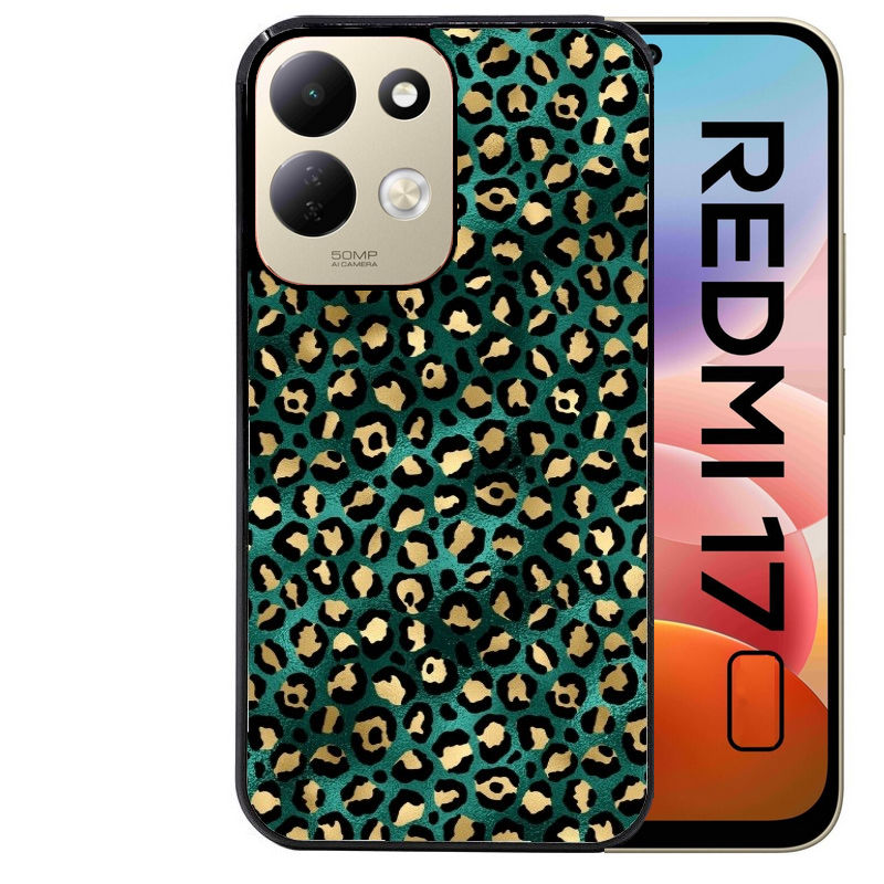 Coque pour Redmi 17 et 17C 4G 5G leopard vert