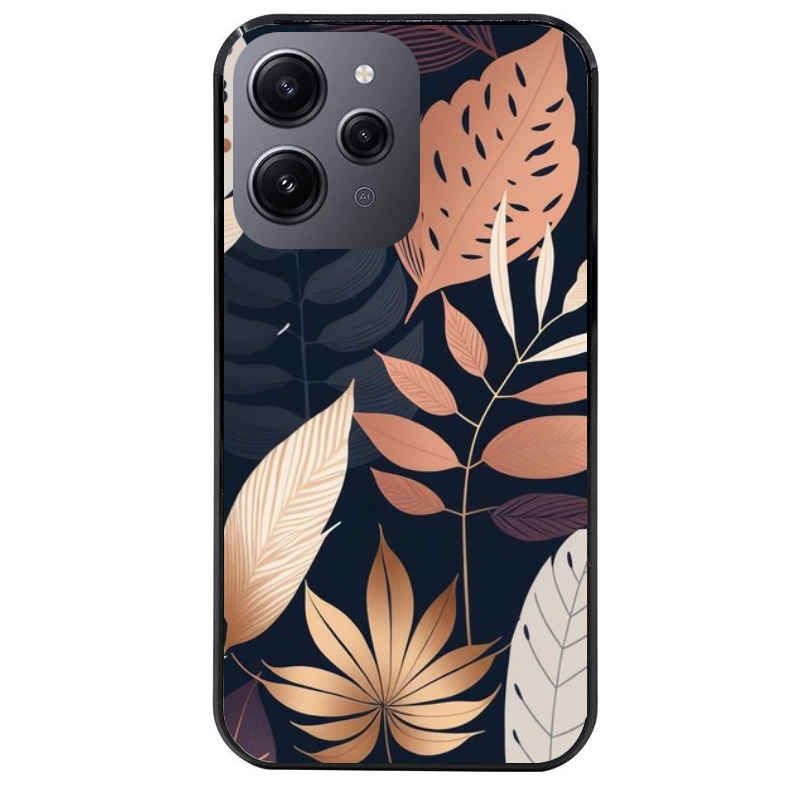 Coque noire taperso pour Redmi 12 4G et 5G avec motif jungle et feuilles protection antichoc personnalisée