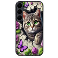 Coque noire taperso pour galaxy A06 A16 A26 A36 A56 avec motif chat papillon 3 protection antichoc personnalisée