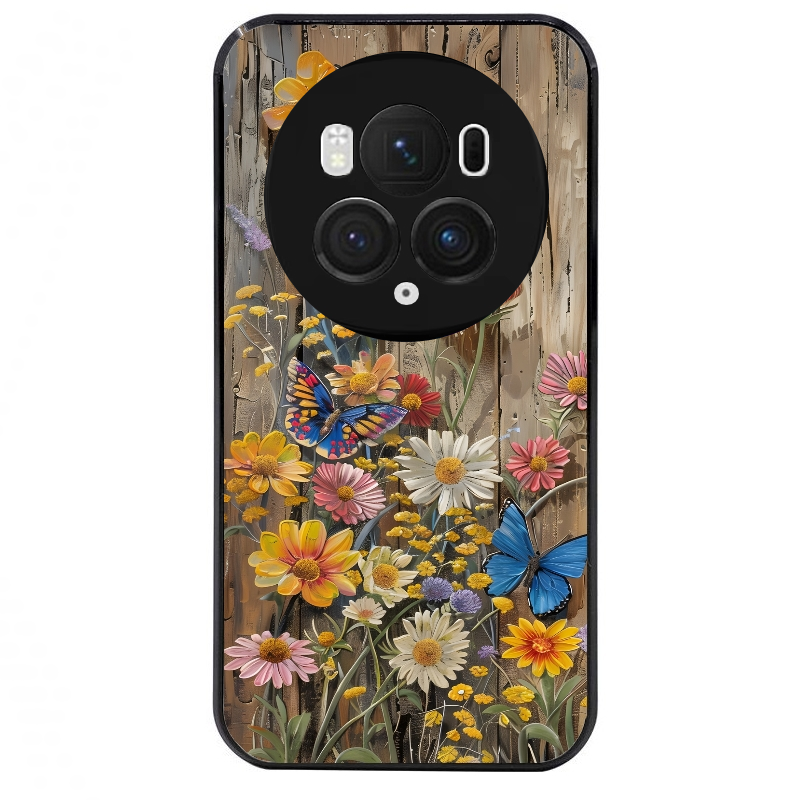Coque noire taperso pour Magic 5 6 LITE et PRO avec motif bois et papillon 1 protection antichoc personnalisée