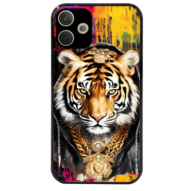 Coque noire taperso pour OPPO A5 PRO 4G et 5G avec motif tigre style hip hop protection antichoc personnalisée