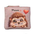 Porte monnaie personnalisé motif herisson coeur rose clair en feutrine en feutrine