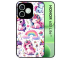 Coque noire pour Honor 600 LITE avec motif licorne arc en ciel protection antichoc personnalisée
