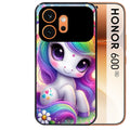 Coque noire taperso pour Honor 600 et 600 PRO avec motif licorne et fleurs protection antichoc personnalisée