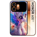 Coque noire taperso pour Honor 600 et 600 PRO avec motif licorne violette protection antichoc personnalisée