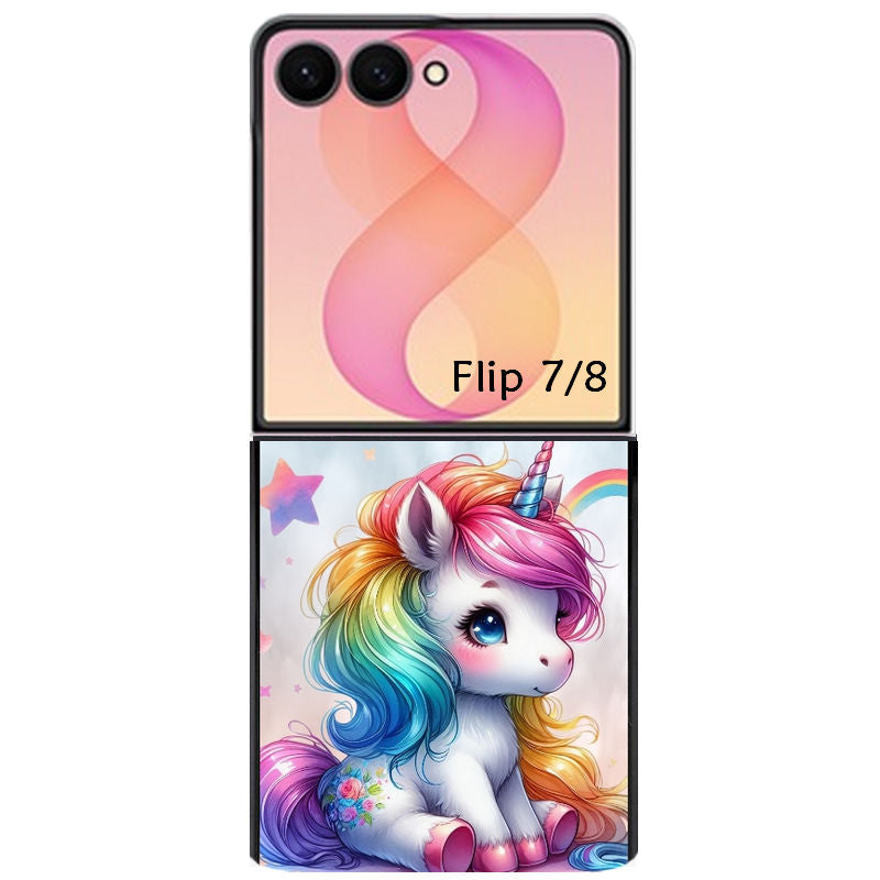 Coque pour Z FLIP 6 7 8 licorne et etoiles